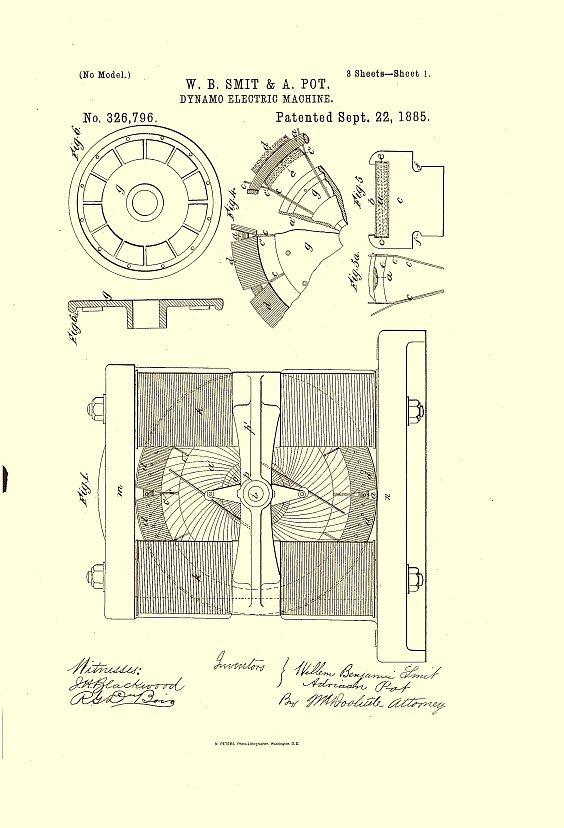 Patent voor een Dynamo machine uit 1885