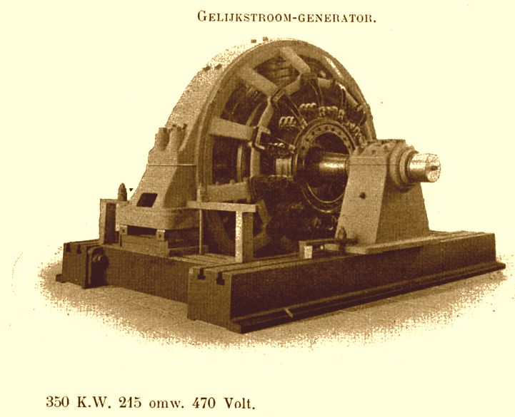 Gelijkstroomgenerator Smit Slikkerveer zoals deze te zien was in Brussel (1910)