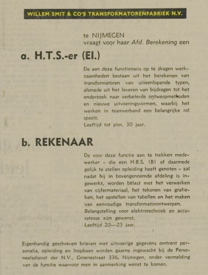 Solliciteren bij Smit 24-02-1962