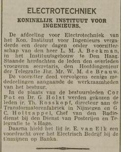 Rosskopf gekozen in bestuur Koninklijk instituut voor Ingenieurs 28-11-1929