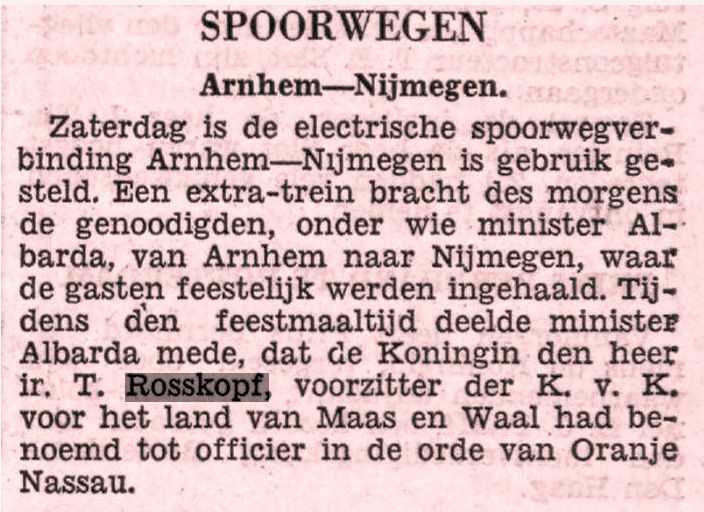 Rosskopf Officier in de Orde van Oranje Nassau 01-04-1940