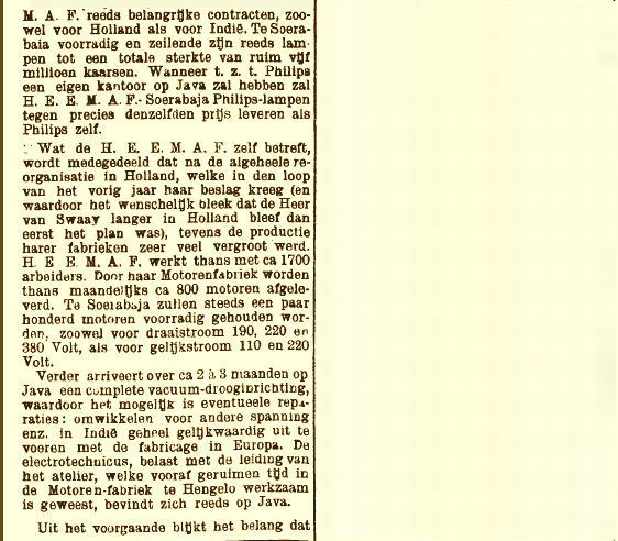 Artikel  Nederlandsch-Indië met o.a. de eisen die aan transformatoren werden  gesteld in de tropen (22-06-1920)