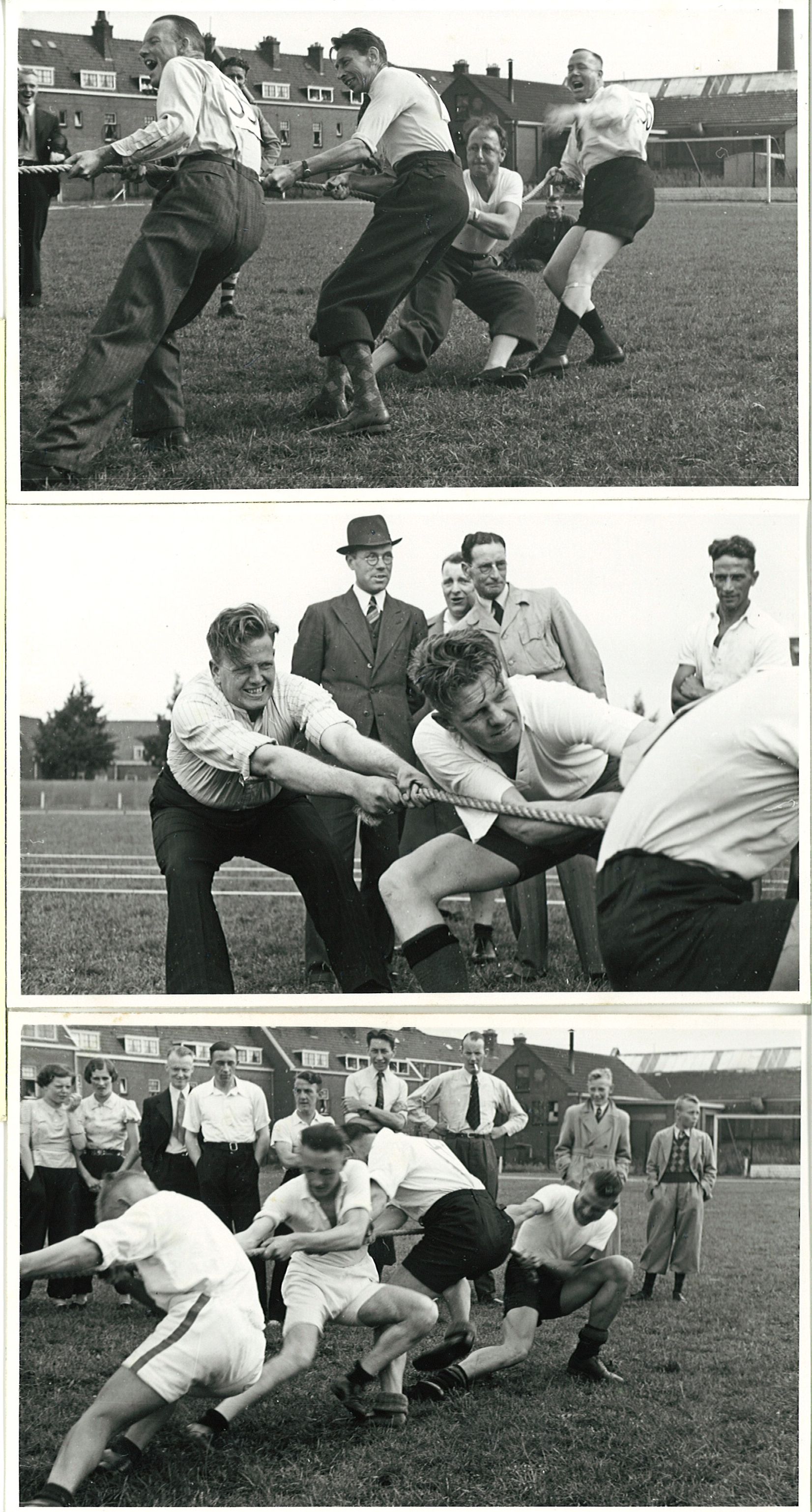 Touwtrekwedstrijden sportdag Willem Smit dertiger jaren.